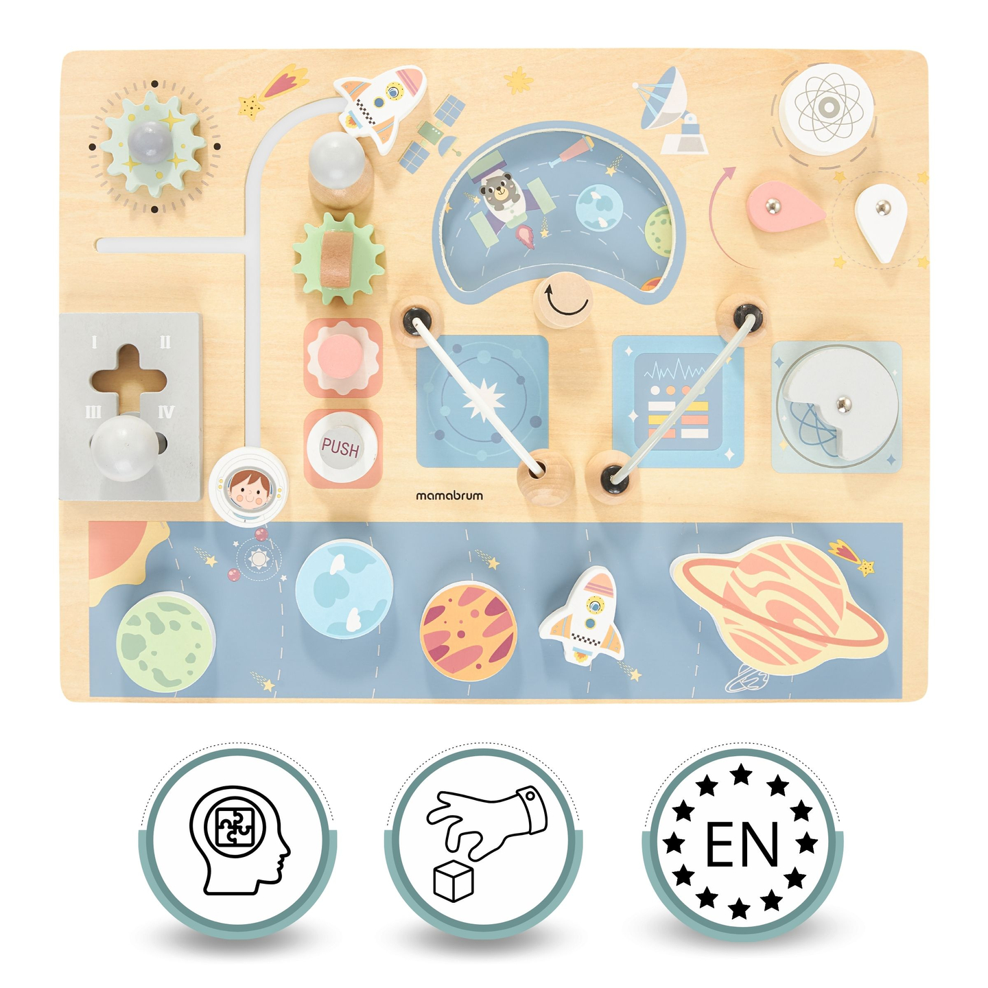 Manipulationsbrett aus Holz - Kosmos