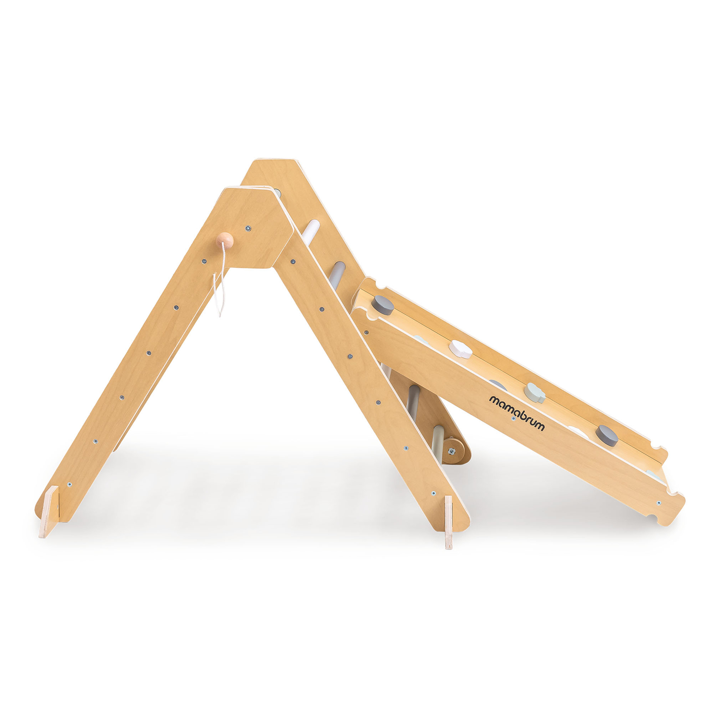 Indoor-Spielplatz aus Holz für Kinder – Kletterwand, Rutsche, Kletterbogen/-wippe und Pikler-Dreieck