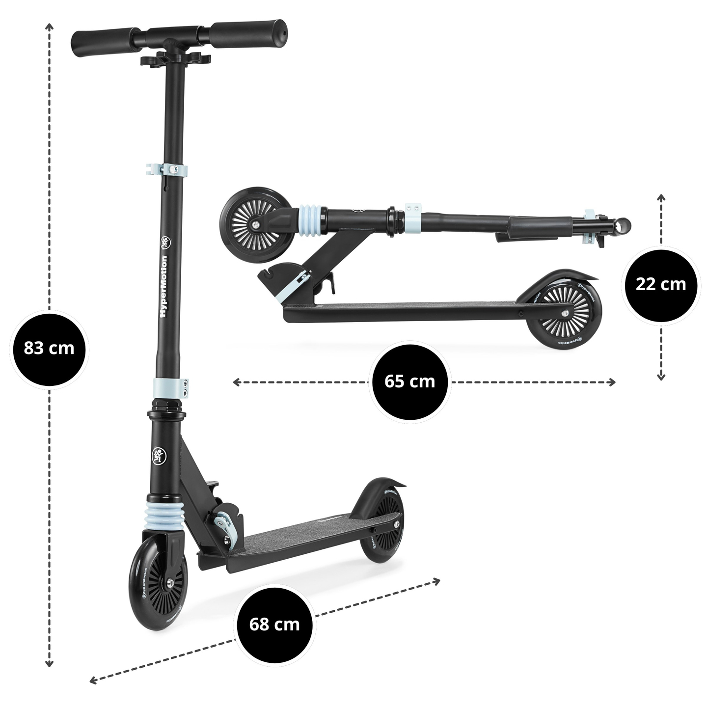Zweirädriger Roller mit Stoßdämpfer WALLY 4-9 Jahre von HyperMotion schwarz-grün
