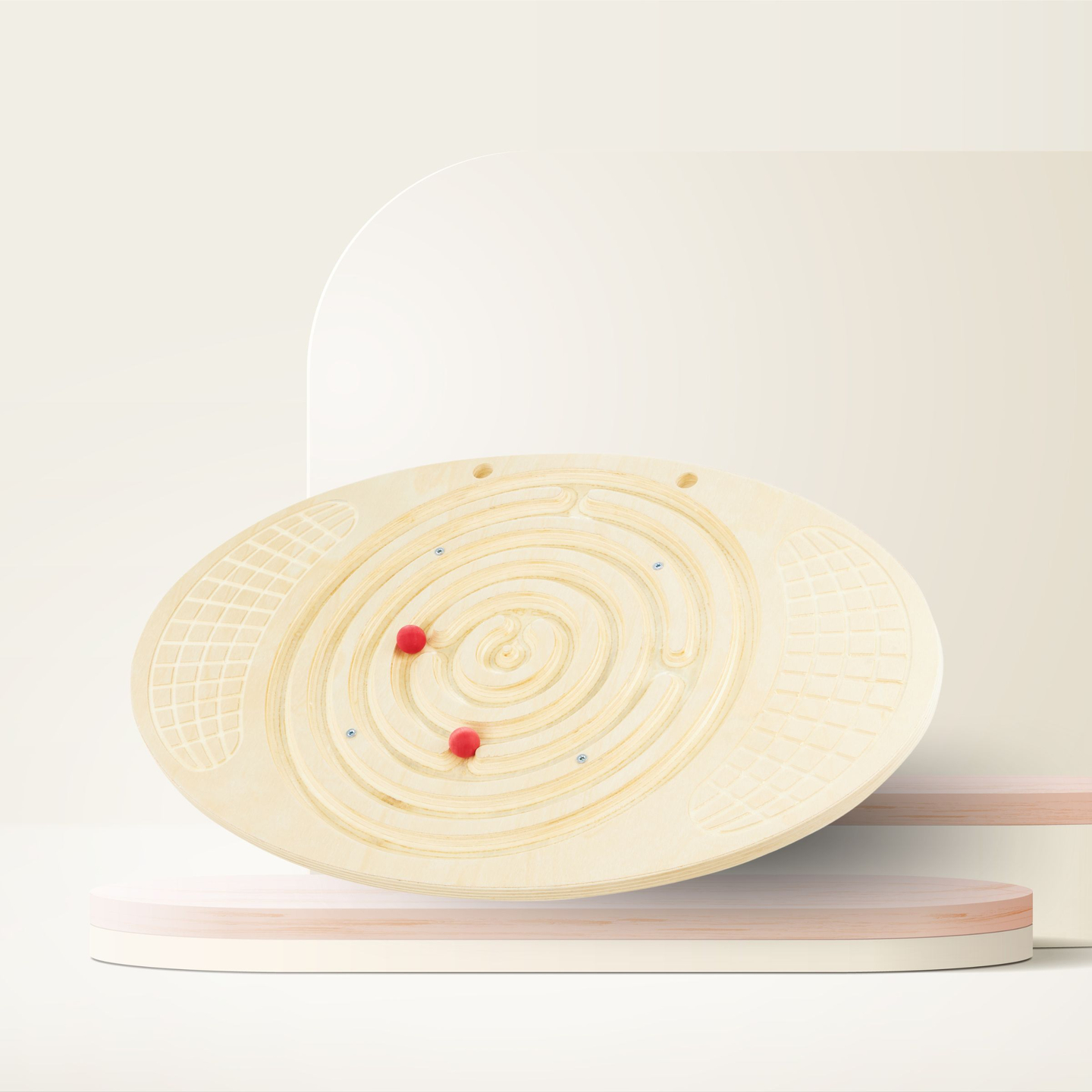 Balancierbrett aus Holz mit Labyrinth und Kugeln - Balancierwippe