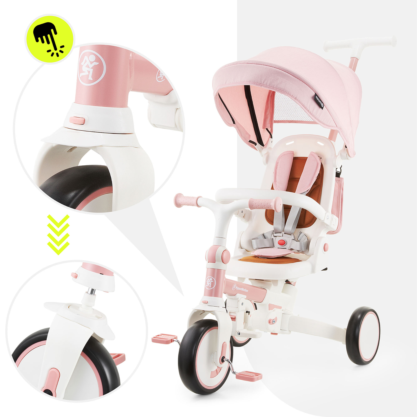 8in1 Multifunktions-Dreirad TOBI FOREST - rosa