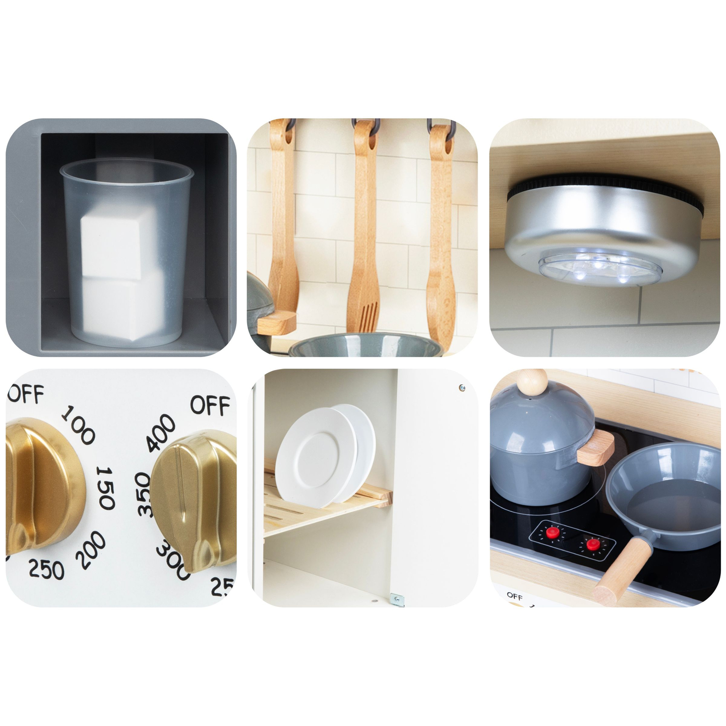 Interaktive XXL-Holzküche mit Zubehör und LED-Beleuchtung – zweistöckig