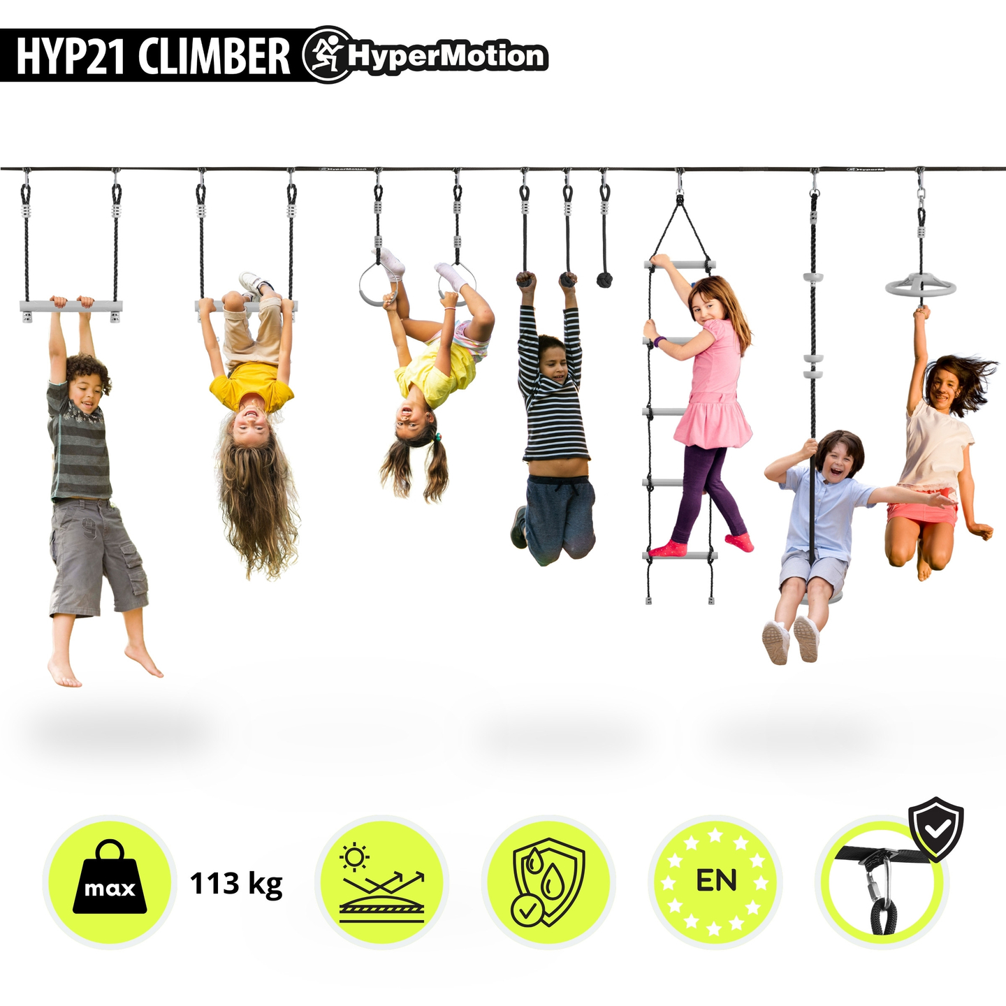 Ninja-Hindernislauf für Kinder - HyperMotion Slackline-Set - 10 Hindernisse