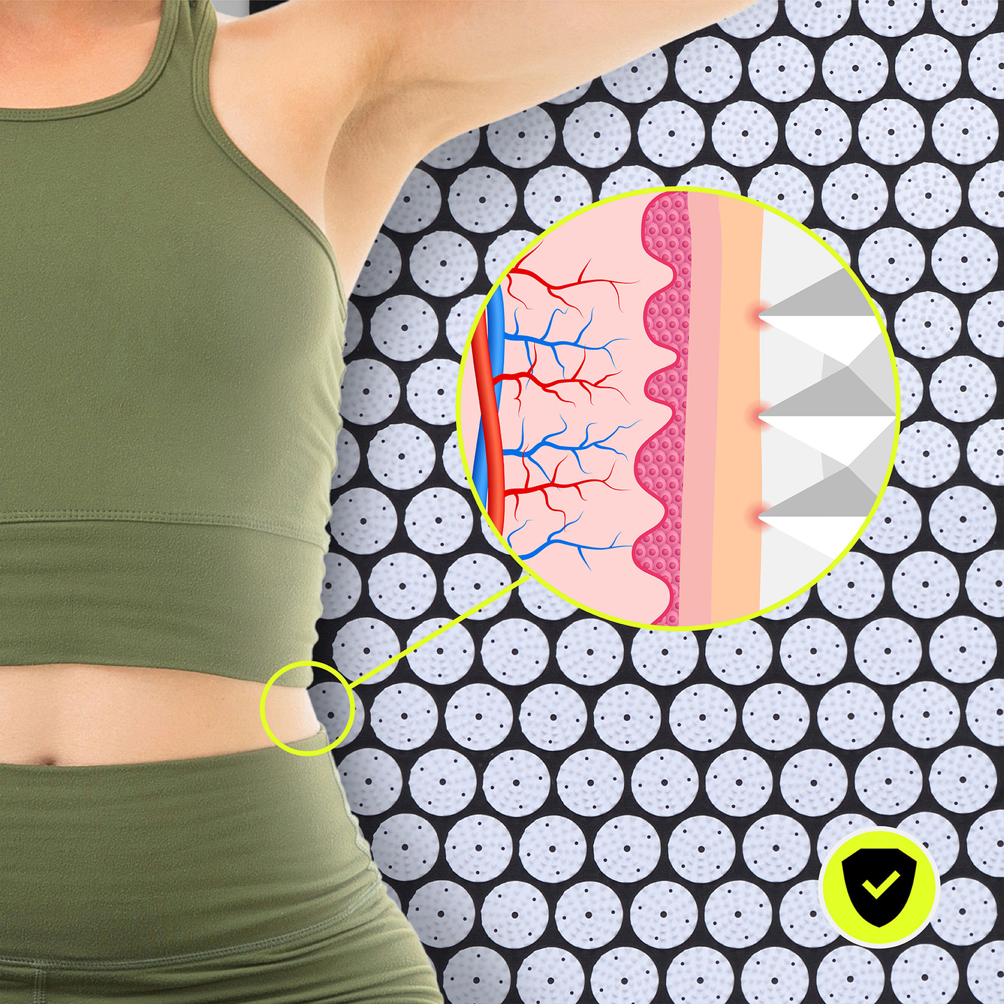 Große Akupressurmatte mit Kissen und Bezug – 130 cm HyperMotion schwarz-weiß