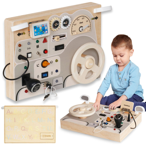 Montessori Spielbrett aus Holz für Kleinkinder - Armaturenbrett für Autos