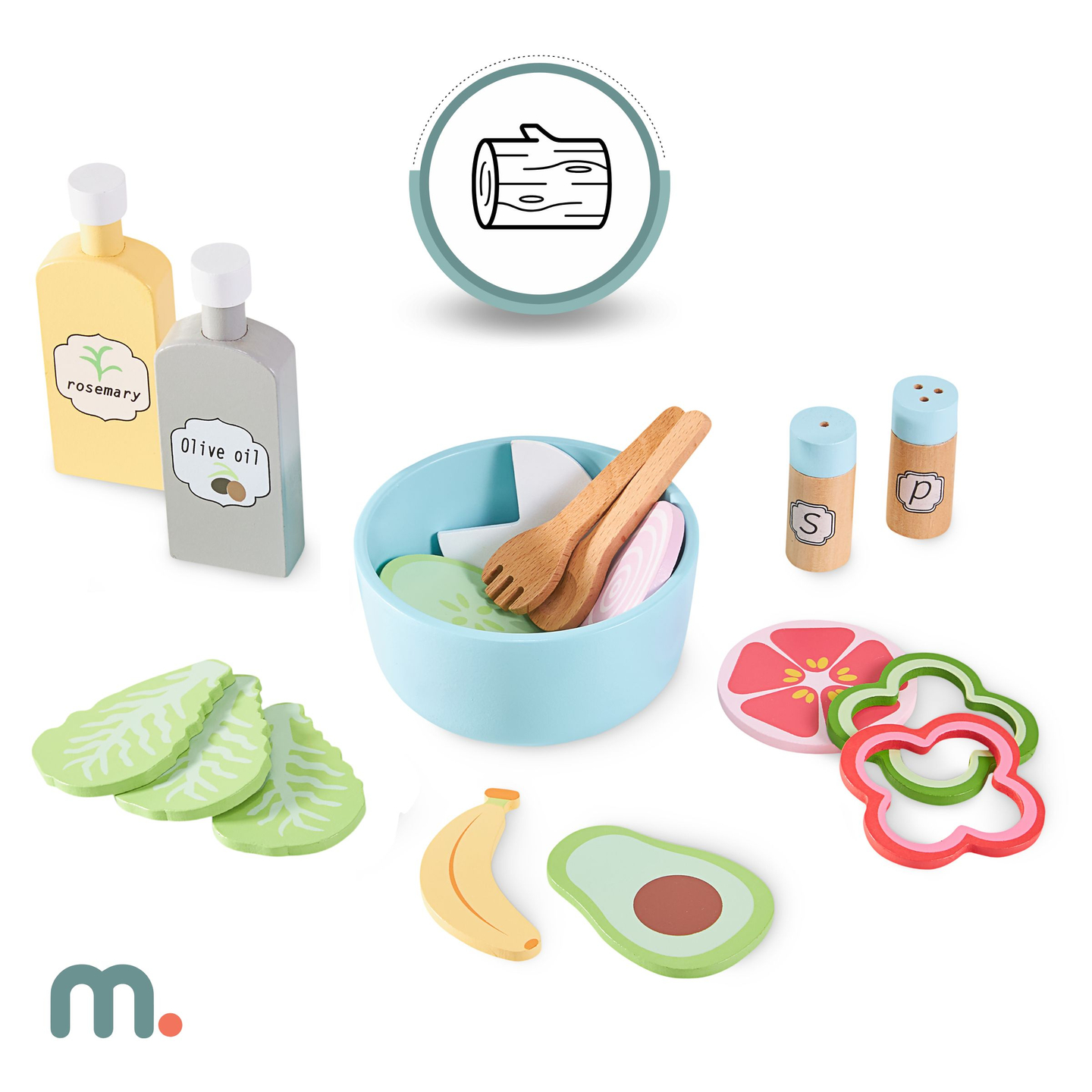 XXXXL große interaktive Holzküche mit LED-Beleuchtung, Waschmaschine, Mikrowelle, Kaffeemaschine und Obst- und Gemüseset - 50 Elemente