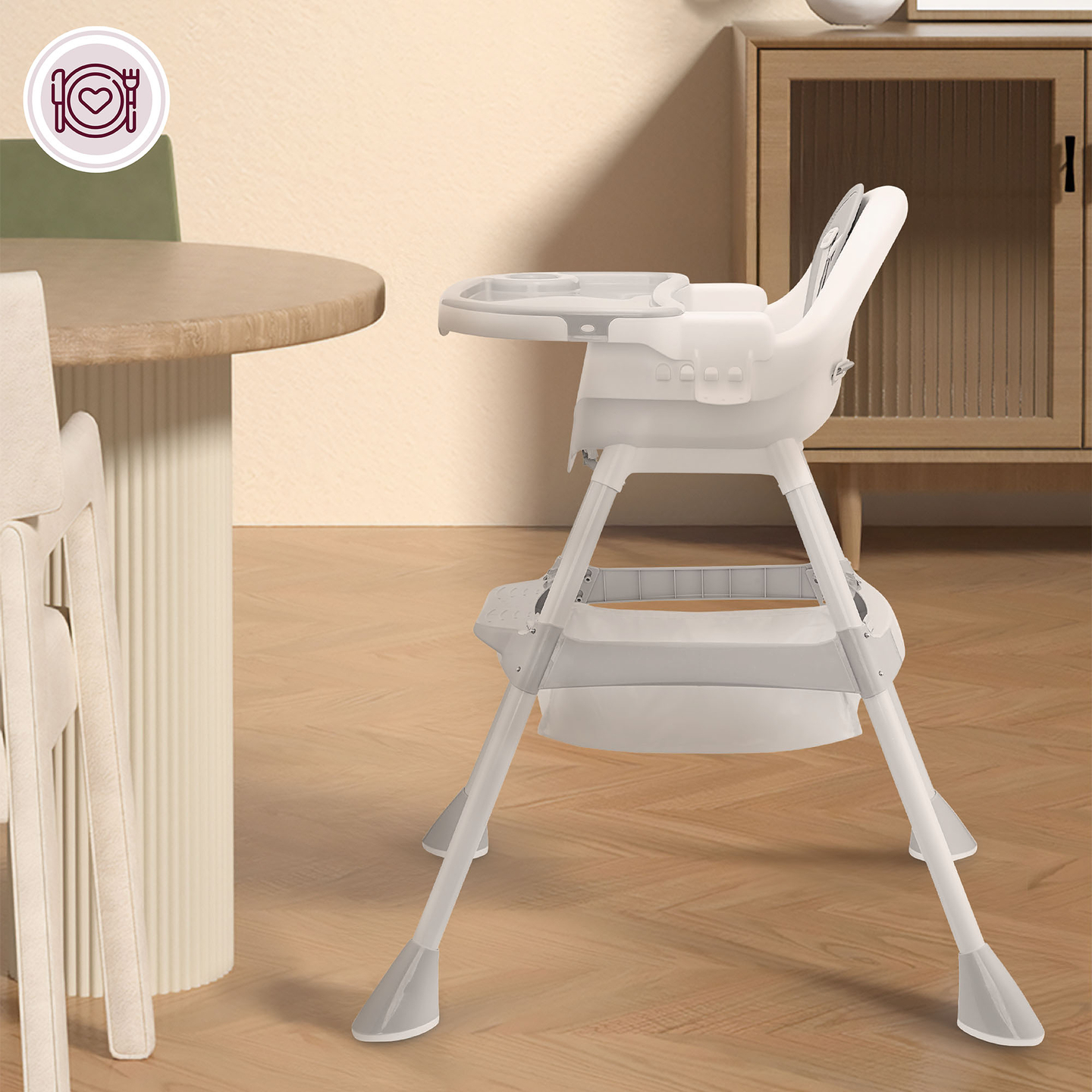 Moby-System Magnolia 2-in-1 verstellbarer Hochstuhl - grau