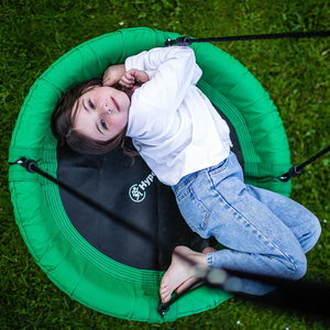 Doppelschaukel mit Gestell und Seilen – Sitz und Storchennest