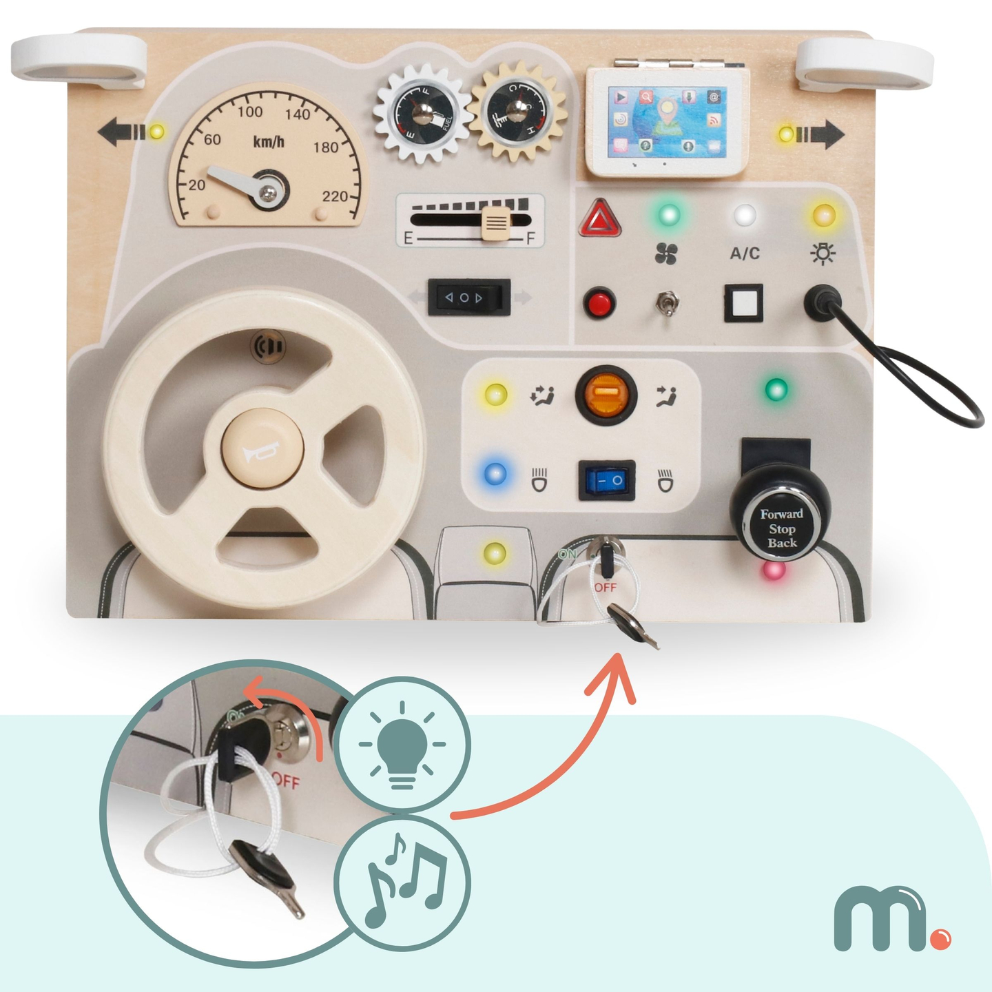 Montessori Spielbrett aus Holz für Kleinkinder - Armaturenbrett für Autos