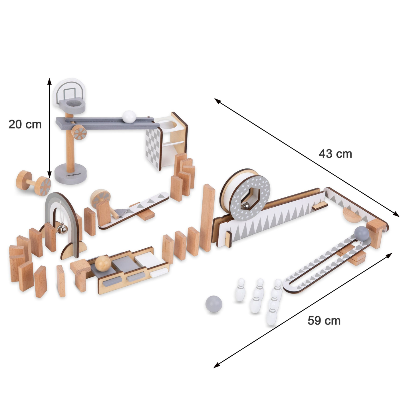 Hölzerne Dominosteine - Hindernisparcours - 48 Elemente