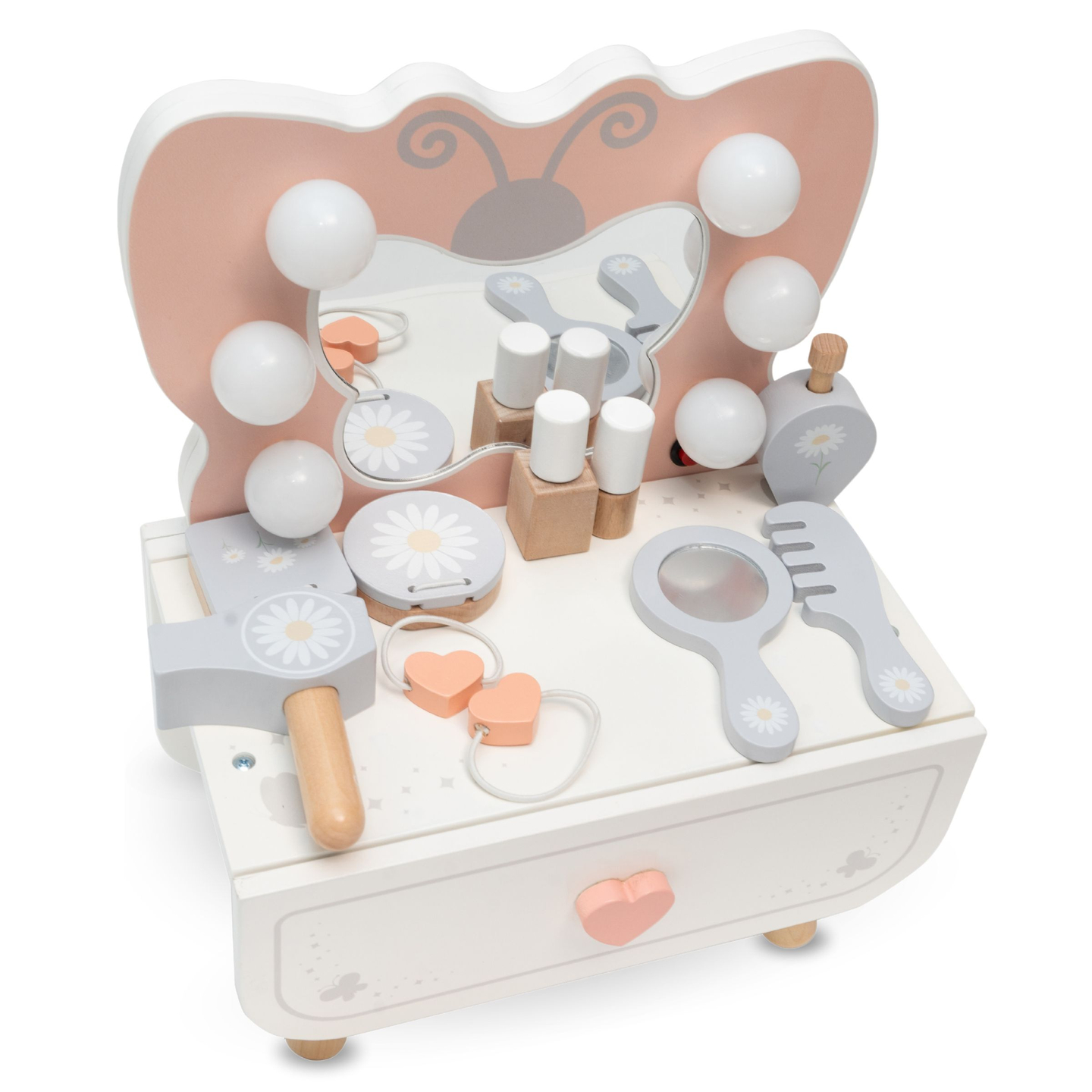 Mini-Schminktisch aus Holz mit LED-Beleuchtung - Butterfly