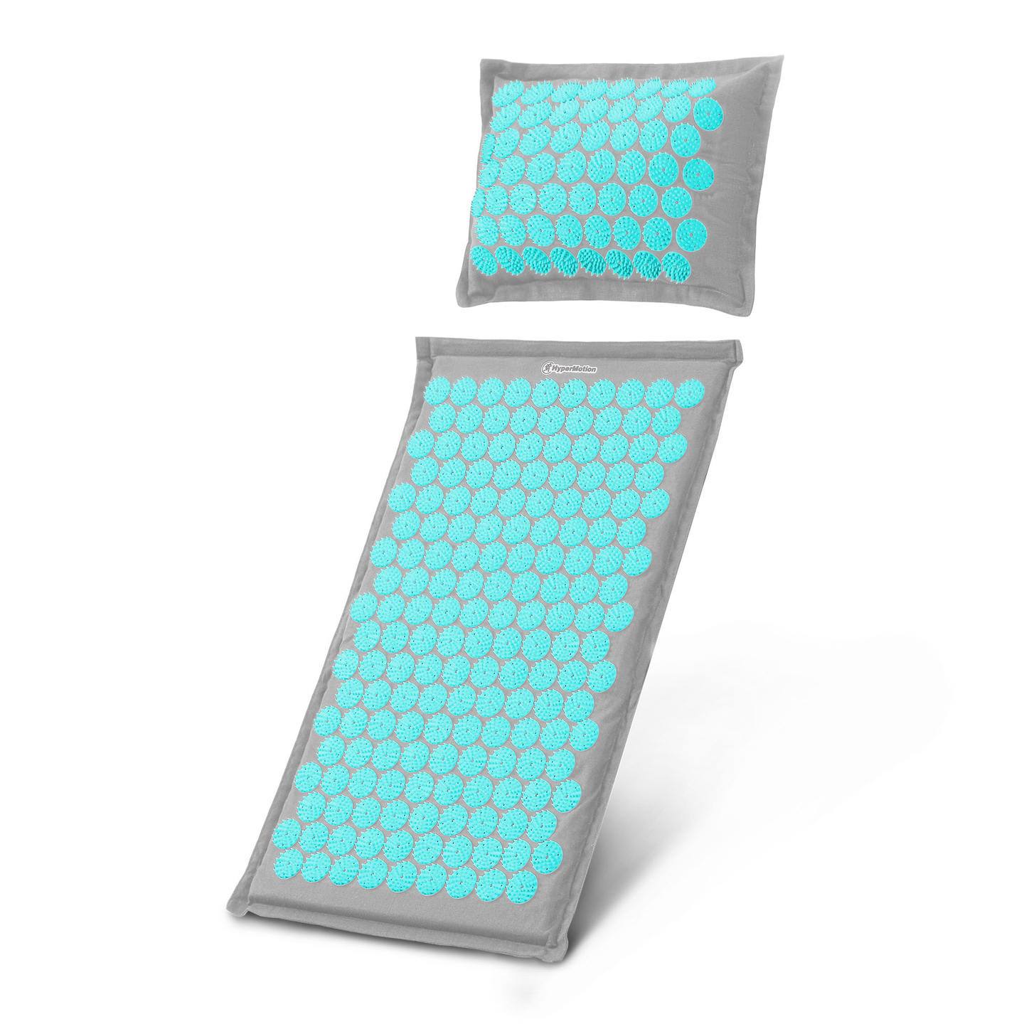 ECO Leinen-Akupressurmatte mit Kokosfaser- und Buchweizenkissen – 68 cm HyperMotion Grau-Mint