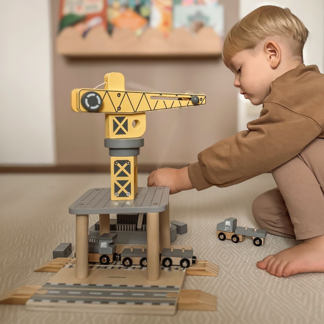 Hafenmobilkran mit Magnetwinde und Zubehör - Holzset