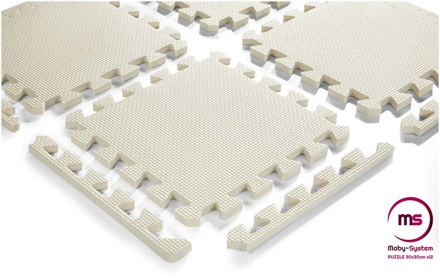 Schaumstoffpuzzle 12-tlg. - Lernschaummatte 120 x 90 x 1,2 cm mit Rand - grau