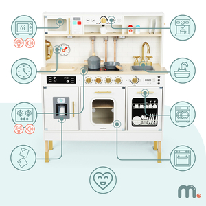 Interaktive XXL-Holzküche mit Zubehör und LED-Beleuchtung – zweistöckig