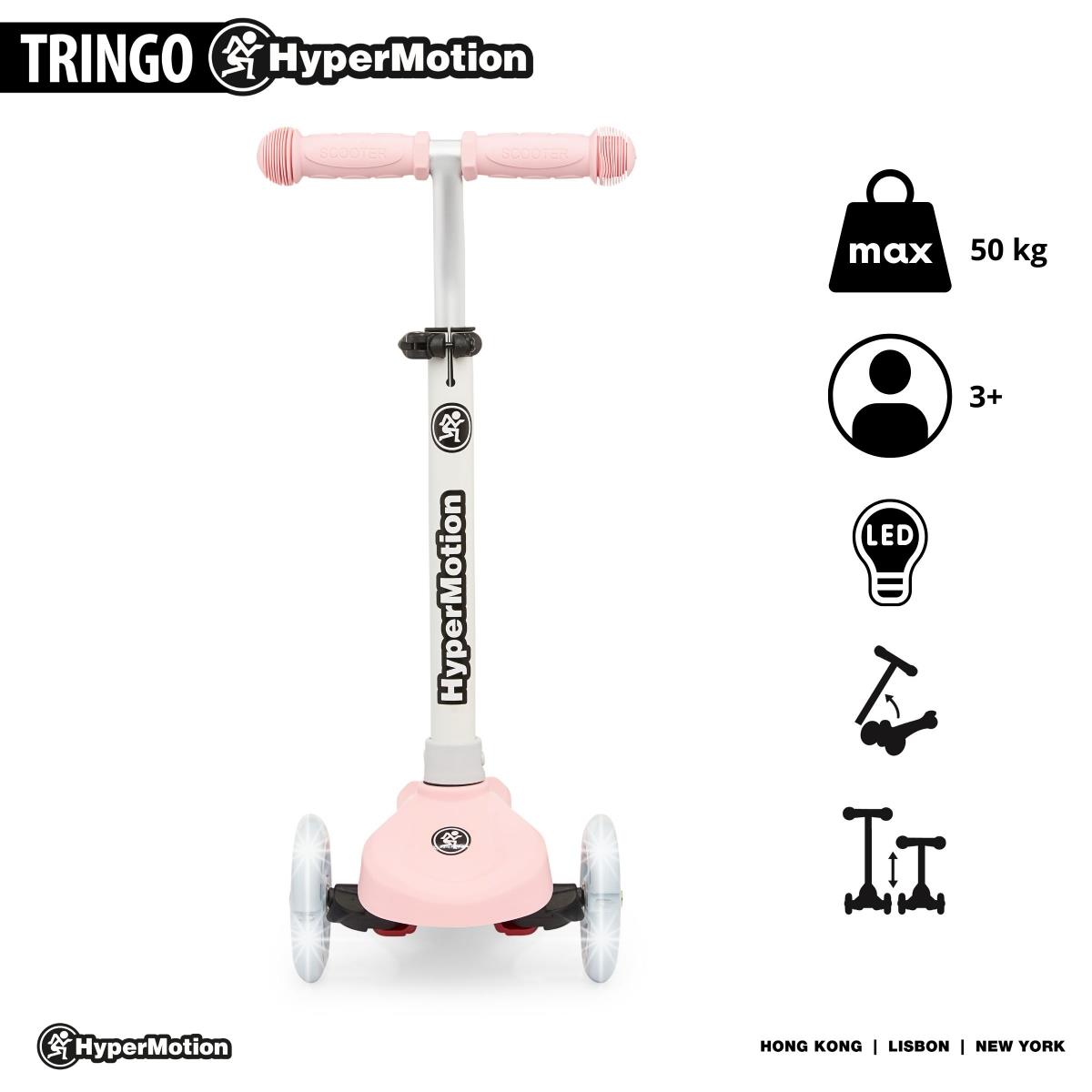 TRINGO dreirädriger Balance-Scooter, 3-8 Jahre alt – rosa + leuchtende LED-Räder