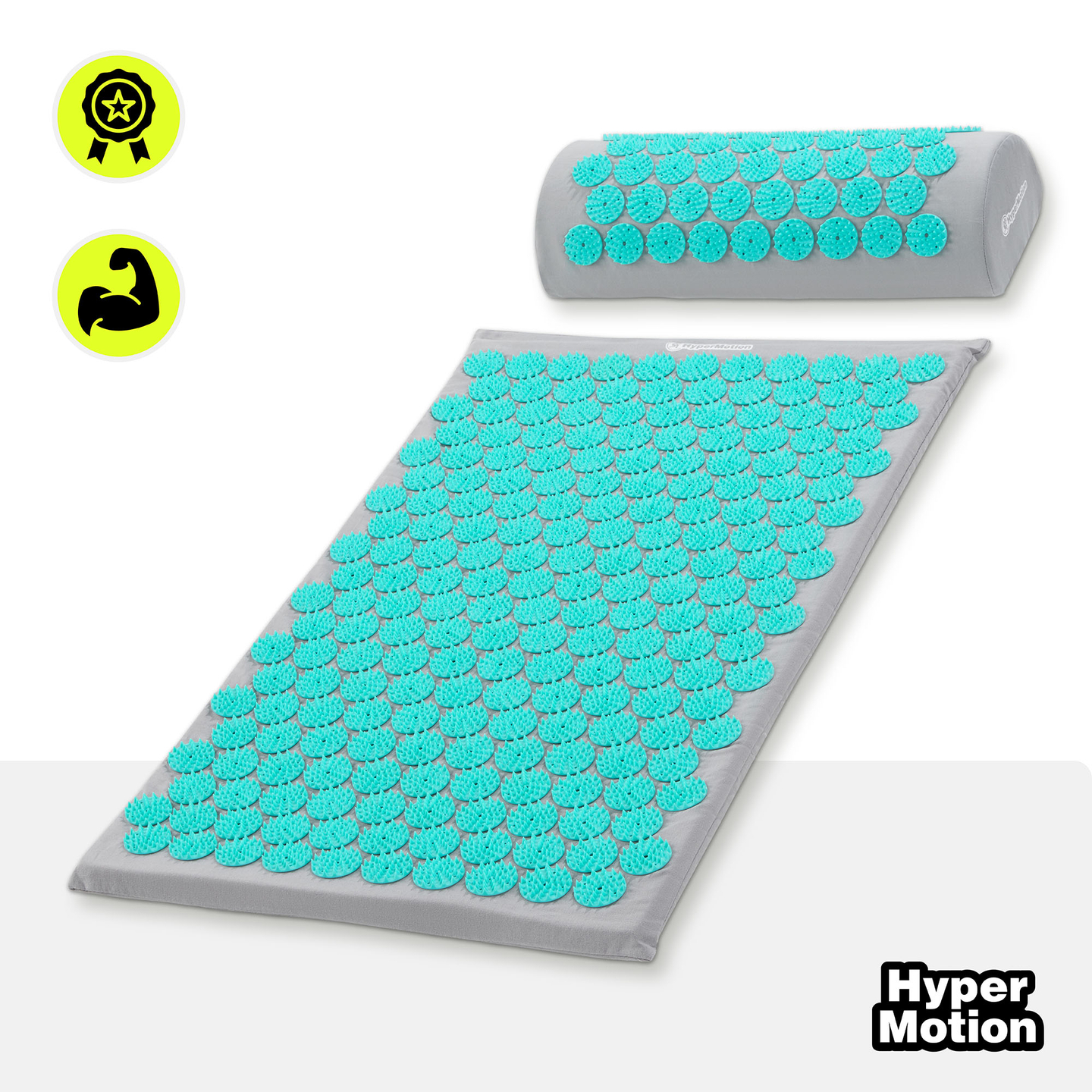 Akupressurmatte mit Kissen und Bezug - 72 cm HyperMotion grau-mint