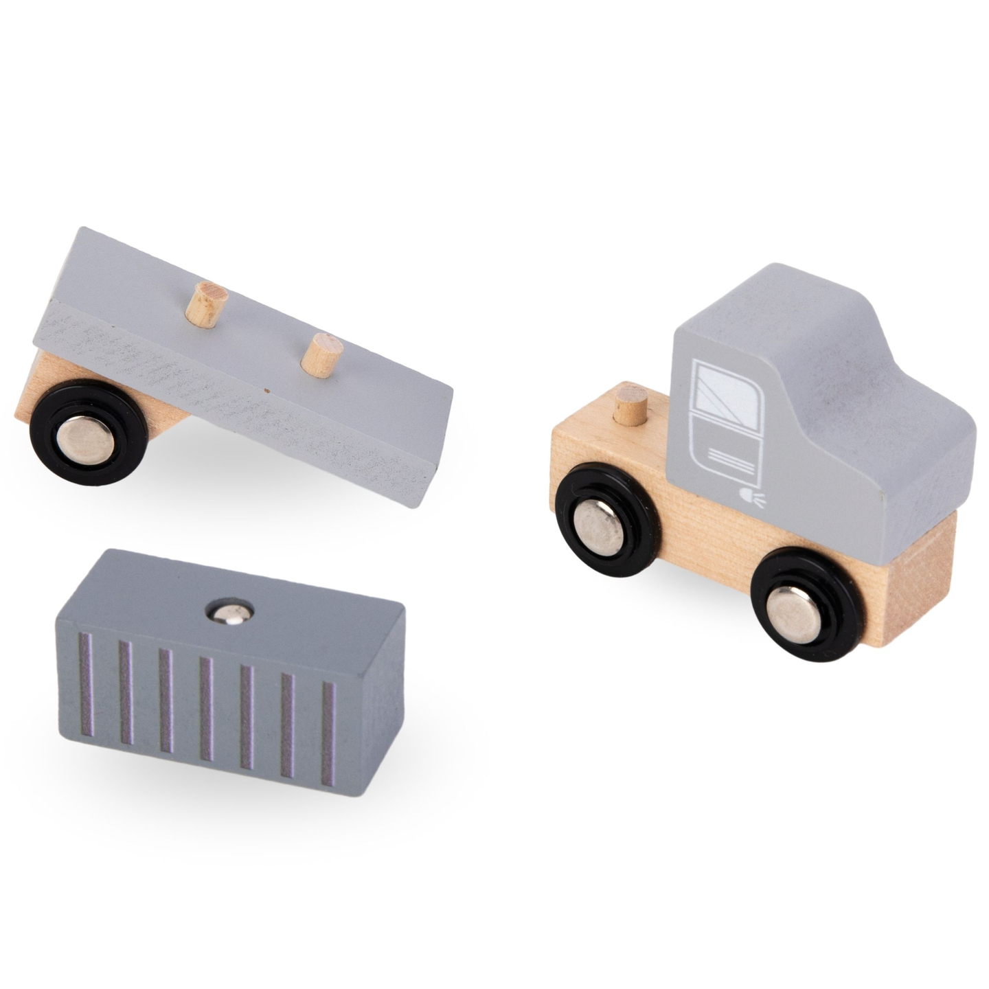 Hafenmobilkran mit Magnetwinde und Zubehör - Holzset