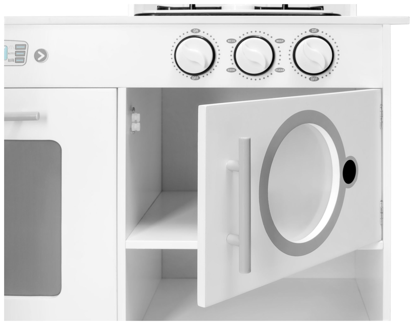 XXXL Holz-Eckküche mit Kühlschrank, Backofen, Waschmaschine, Schürze und Zubehör