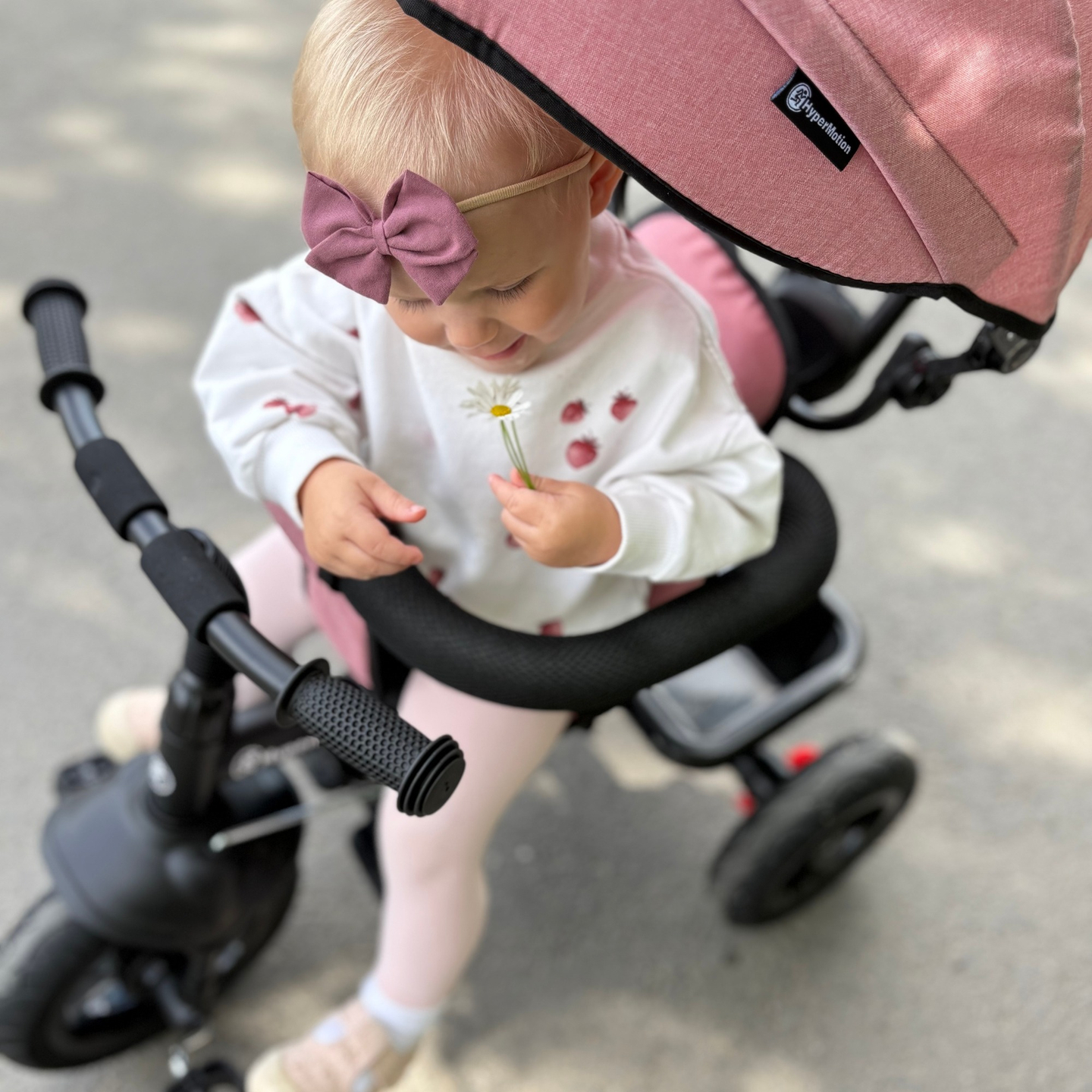 Dreirad für Kinder 1-4 Jahre - TOBI FREY - rosa Farbe - drehbar - gepumpte Räder + Schieber