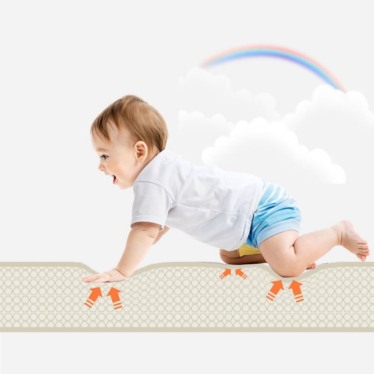 Doppelseitig faltbare Schaumstoffmatte 180 x 120 x 1cm - Exotische Elefanten/Delicate Grey