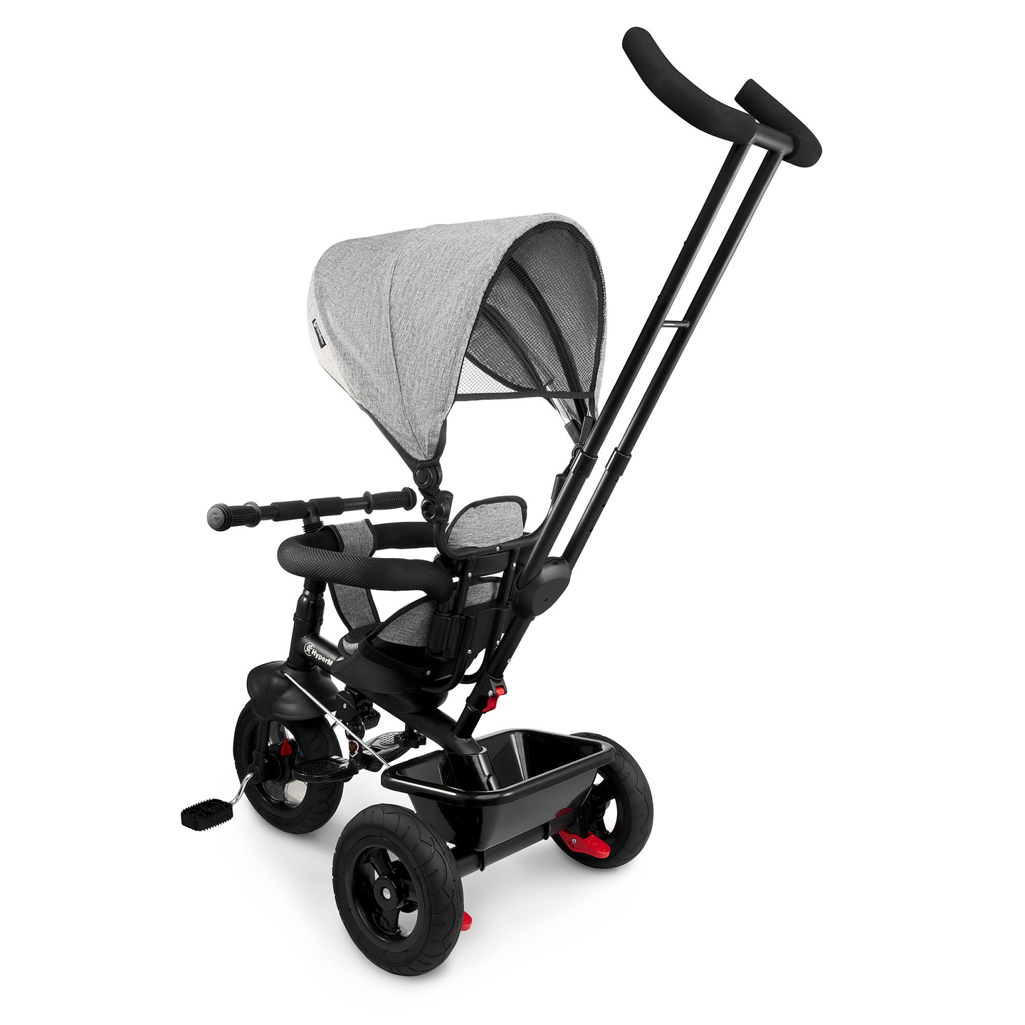 Dreirad für Kinder 1-4 Jahre - TOBI FREY - Farbe grau - drehbar - gepumpte Räder + Schieber