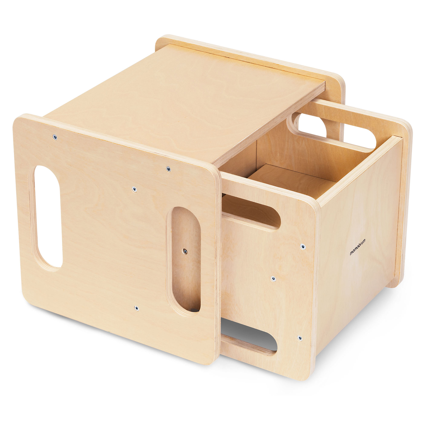 Holztisch und Stuhl mit Trittsteinfunktion – ein multifunktionales Montessori-Set für Kinder