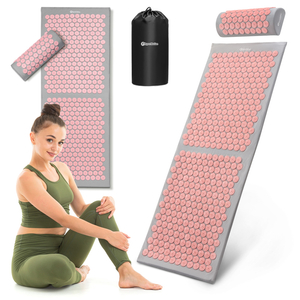 Große Akupressurmatte mit Kissen und Bezug – 130 cm, HyperMotion, grau und rosa