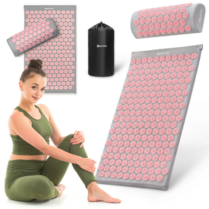 Akupressurmatte mit Kissen und Bezug – 72 cm, HyperMotion, grau und rosa