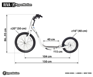 Cityroller Hypermotion RIVA mit Luftreifen 50 cm und 40 cm