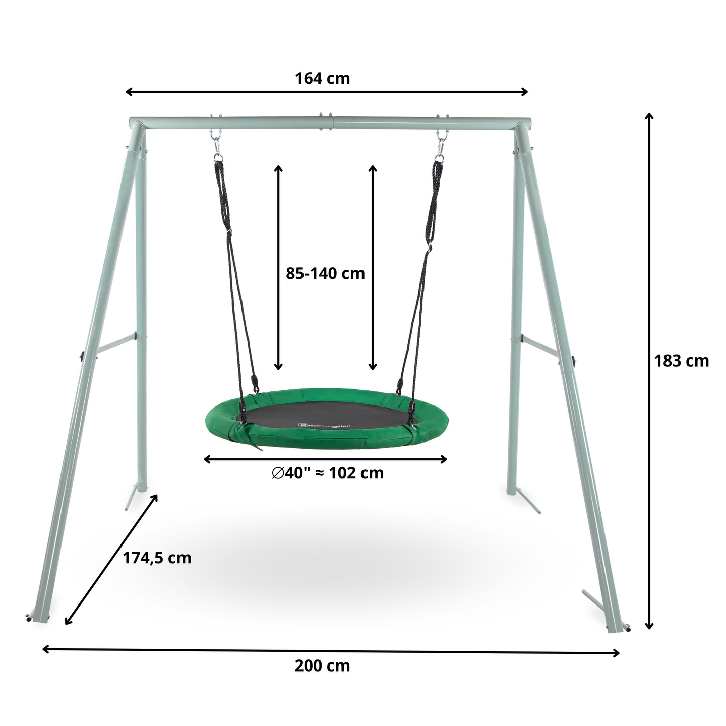 Gartenschaukel vom Typ Storchennest mit Rahmen und Seilen