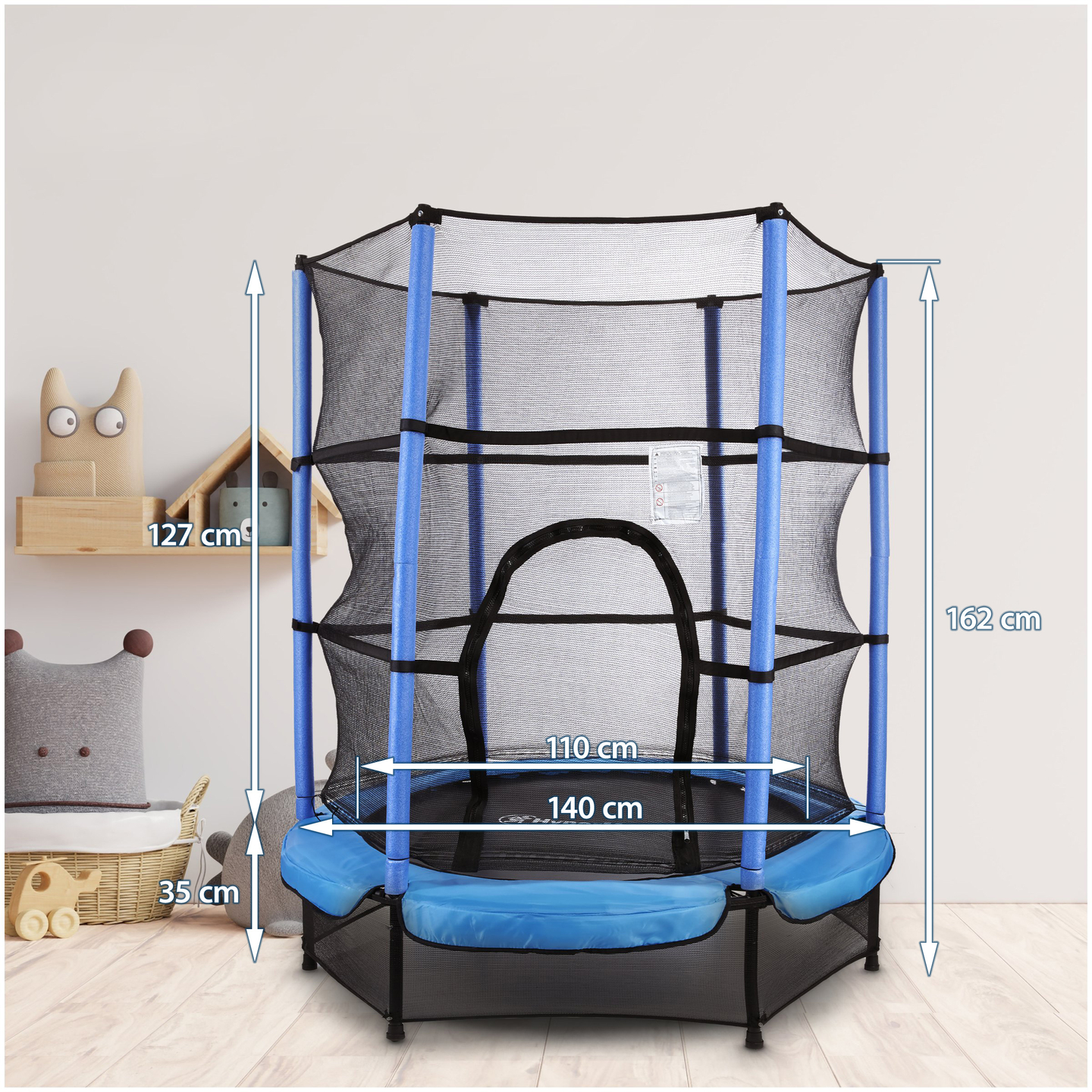 Heimtrampolin 140 cm mit Schutznetz - für Kinder von 3-6 Jahren