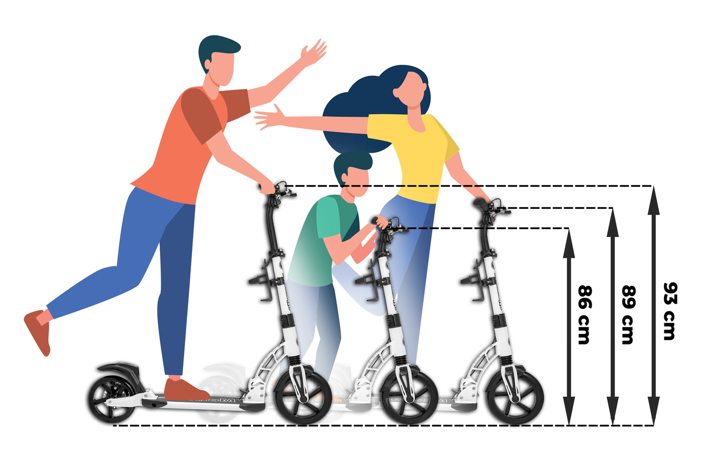 Cityroller Hypermotion RIVA mit Luftreifen 50 cm und 40 cm
