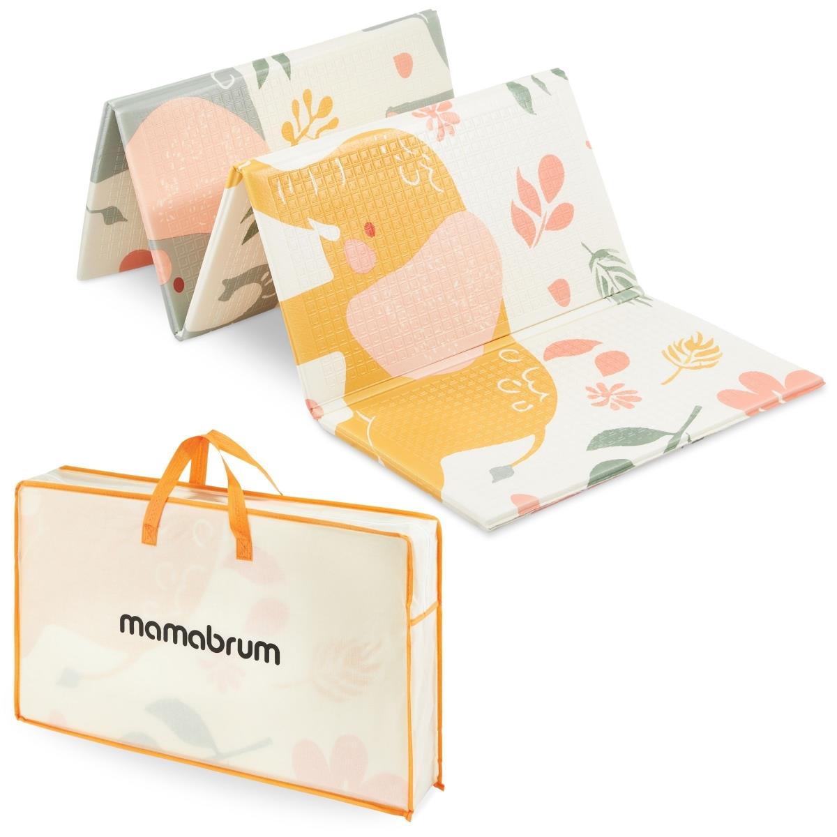 Doppelseitig faltbare Schaumstoffmatte 180 x 120 x 1cm - Exotische Elefanten/Delicate Grey