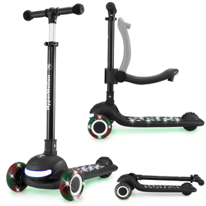 HyperMotion LUMI 3-in-1 Balance Scooter - beleuchtete Plattform und LED-Räder, Farbe schwarz