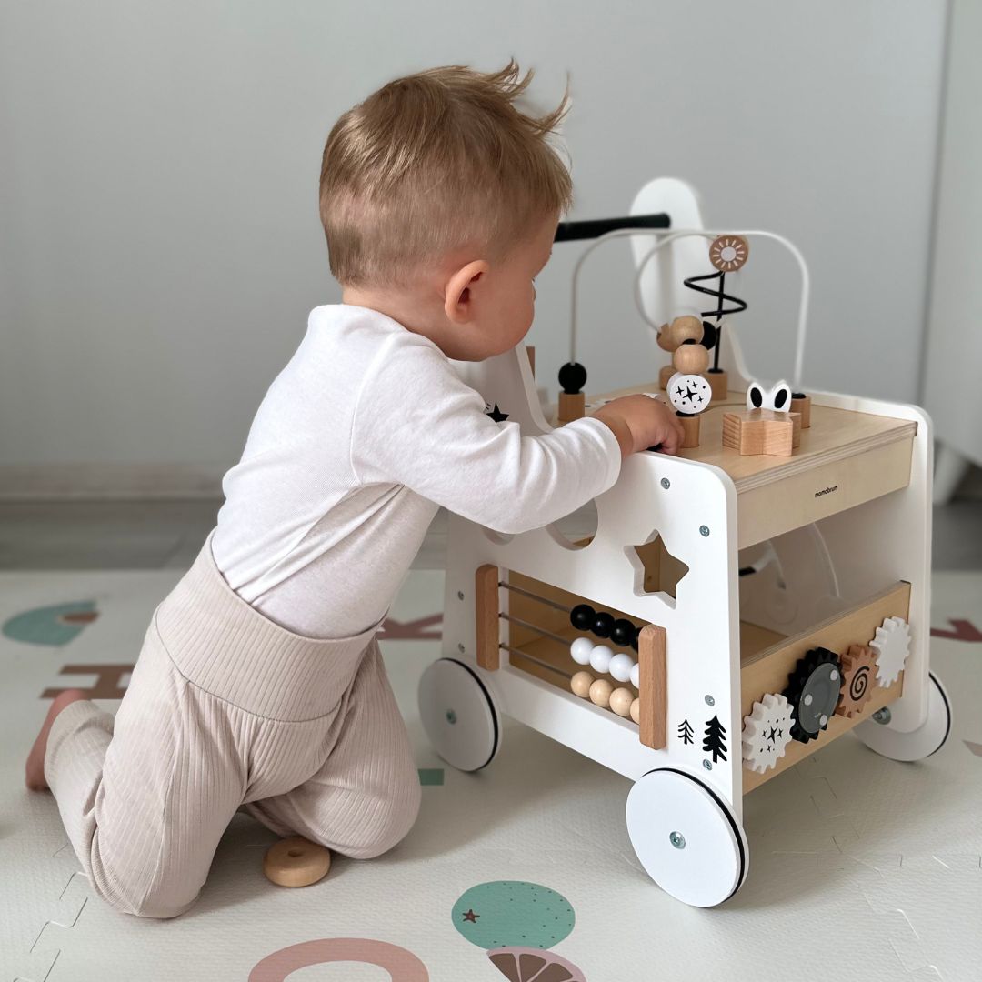 6in1 Holzkinderwagen, Lauflernwagen mit Lerntischfunktion