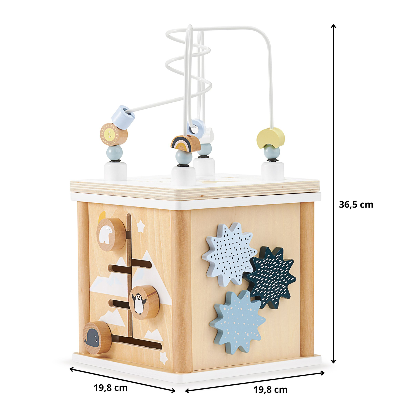Pädagogischer Holzwürfel mit Verflechtung - Formensortierer