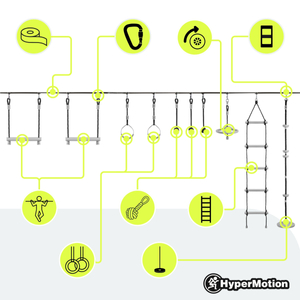 Ninja-Hindernislauf für Kinder - HyperMotion Slackline-Set - 10 Hindernisse