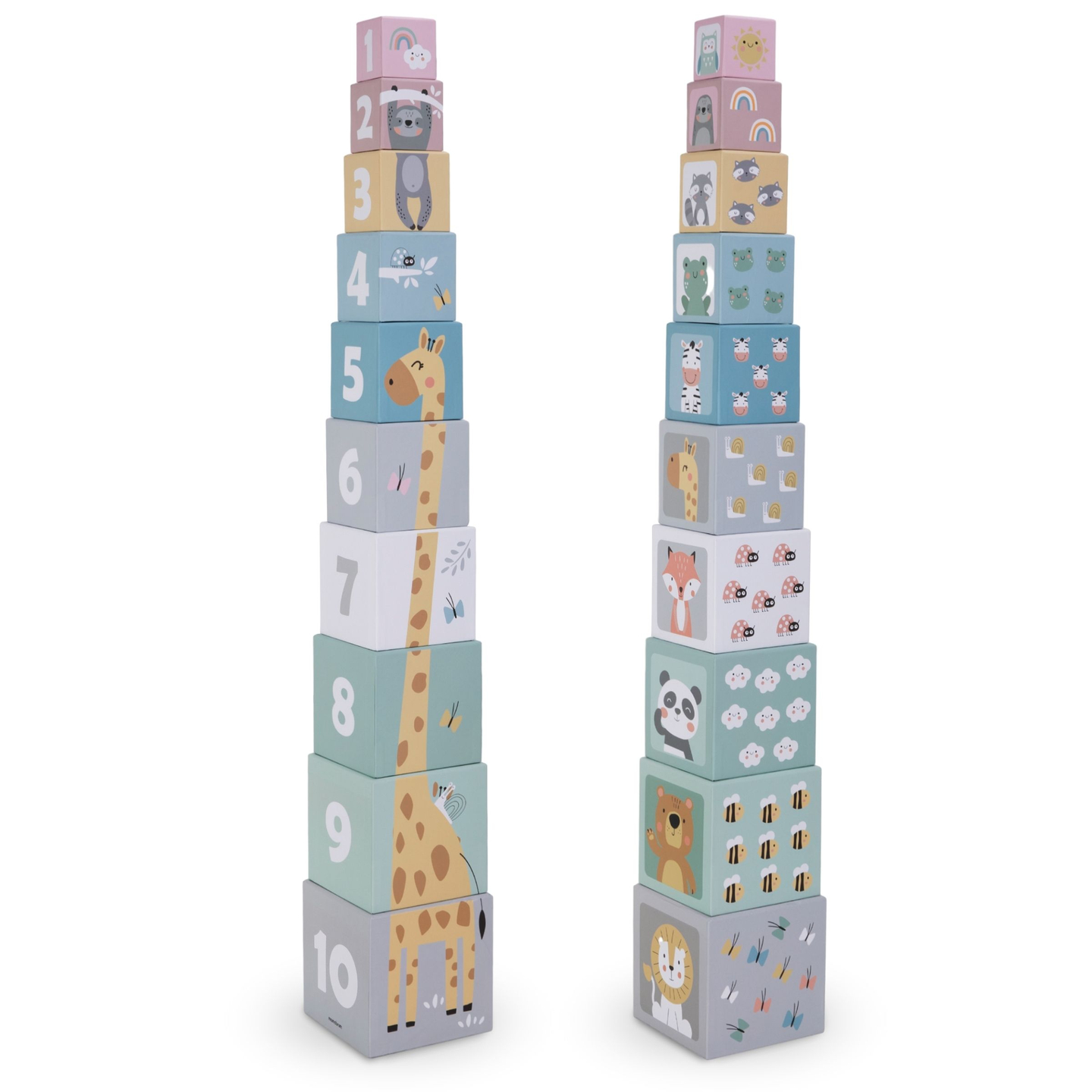 Puzzleturm für Kinder 10 Stück - Zahlen und Tiere