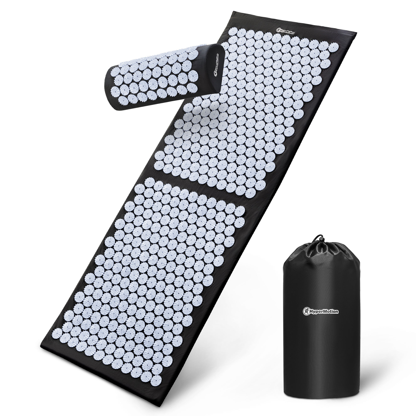 Große Akupressurmatte mit Kissen und Bezug – 130 cm HyperMotion schwarz-weiß
