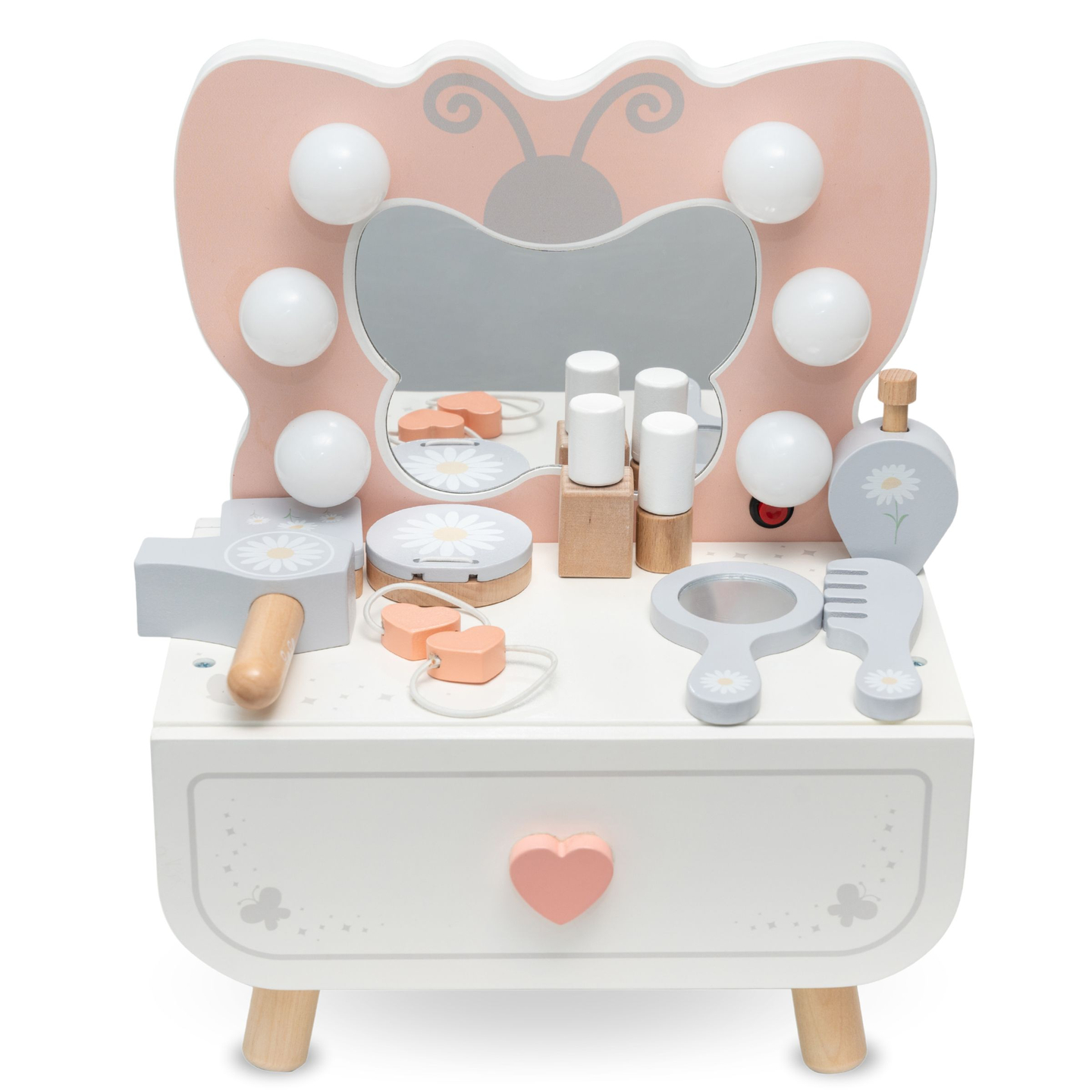 Mini-Schminktisch aus Holz mit LED-Beleuchtung - Butterfly