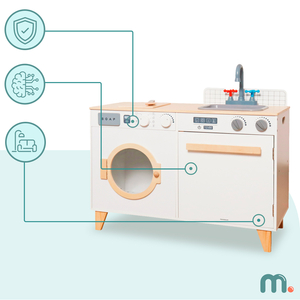 Wäsche und Küche aus Holz - 2-in-1-Haushaltsset für Kinder