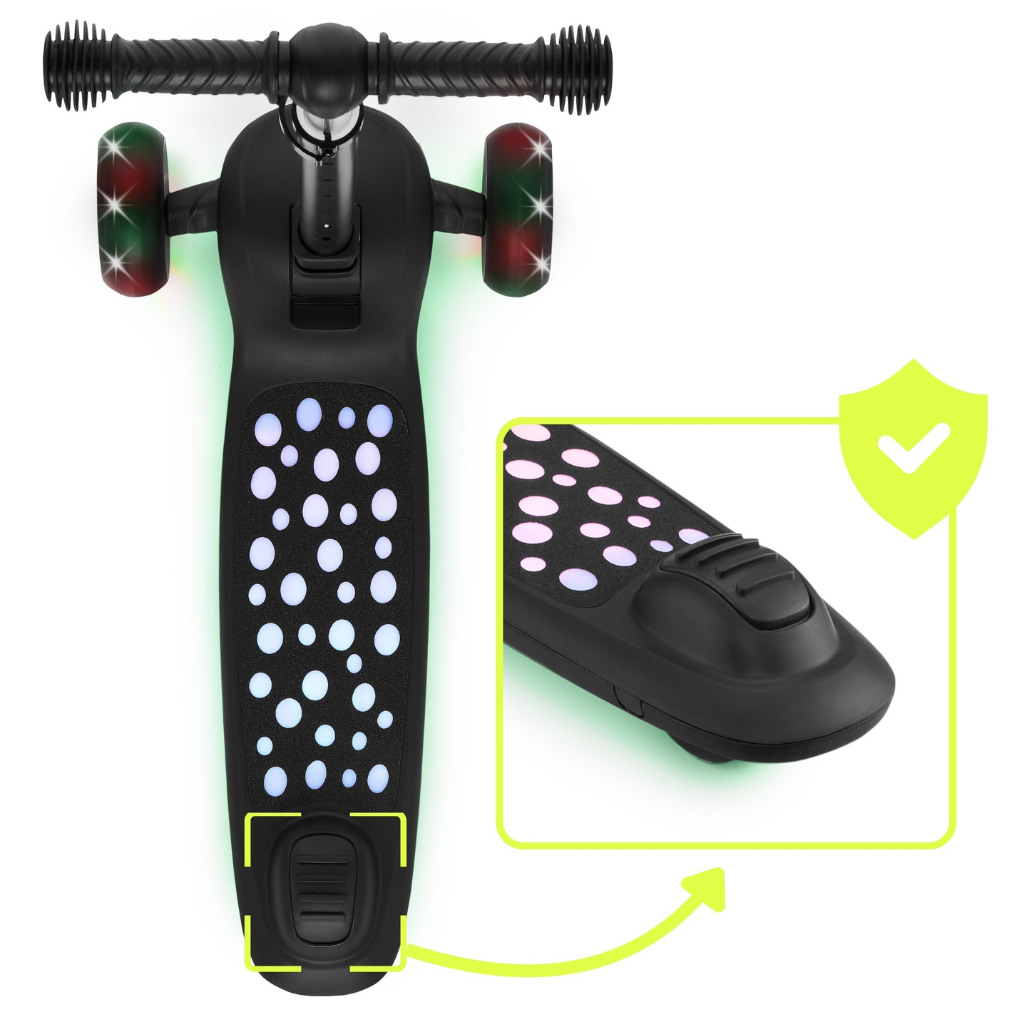 HyperMotion LUMI 3-in-1 Balance Scooter - beleuchtete Plattform und LED-Räder, Farbe schwarz