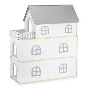 Weißes Puppenhaus aus Holz mit Terrasse und Zubehör