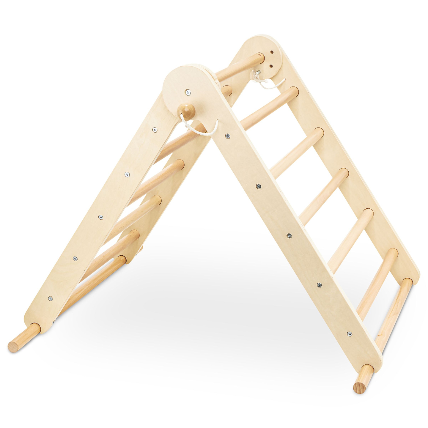 Selbstgebauter Kinderspielplatz aus Holz - Leiter + Kletterwand + Balancierbalken - Pikler-Dreieck