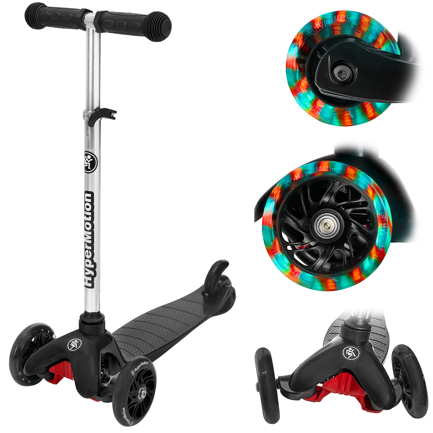 DINO 3-Rad Balance-Roller 3-5 Jahre - schwarz + LED-Räder