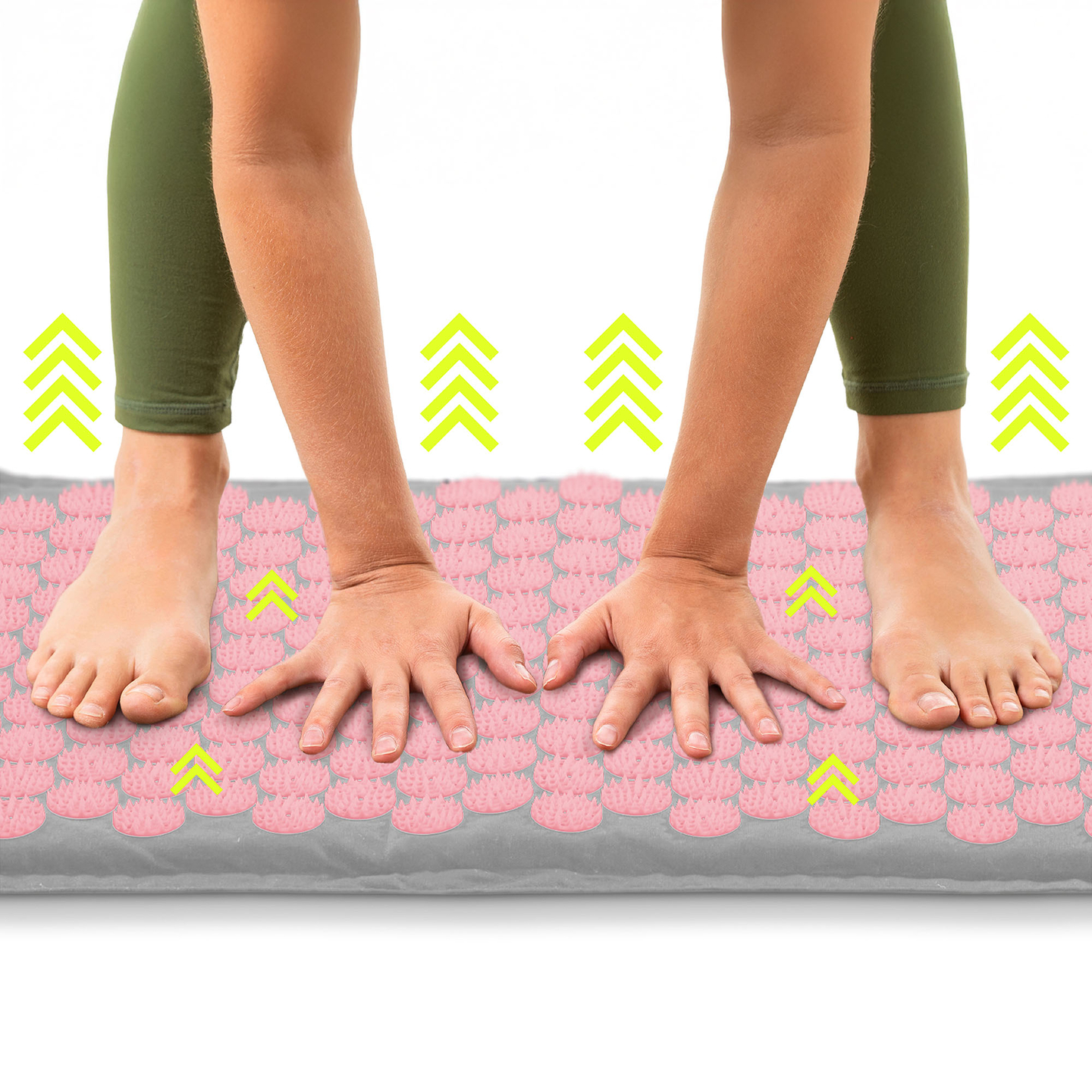 ECO Leinen-Akupressurmatte mit Kokosfaser- und Buchweizenkissen – 68 cm HyperMotion Grau und Rosa