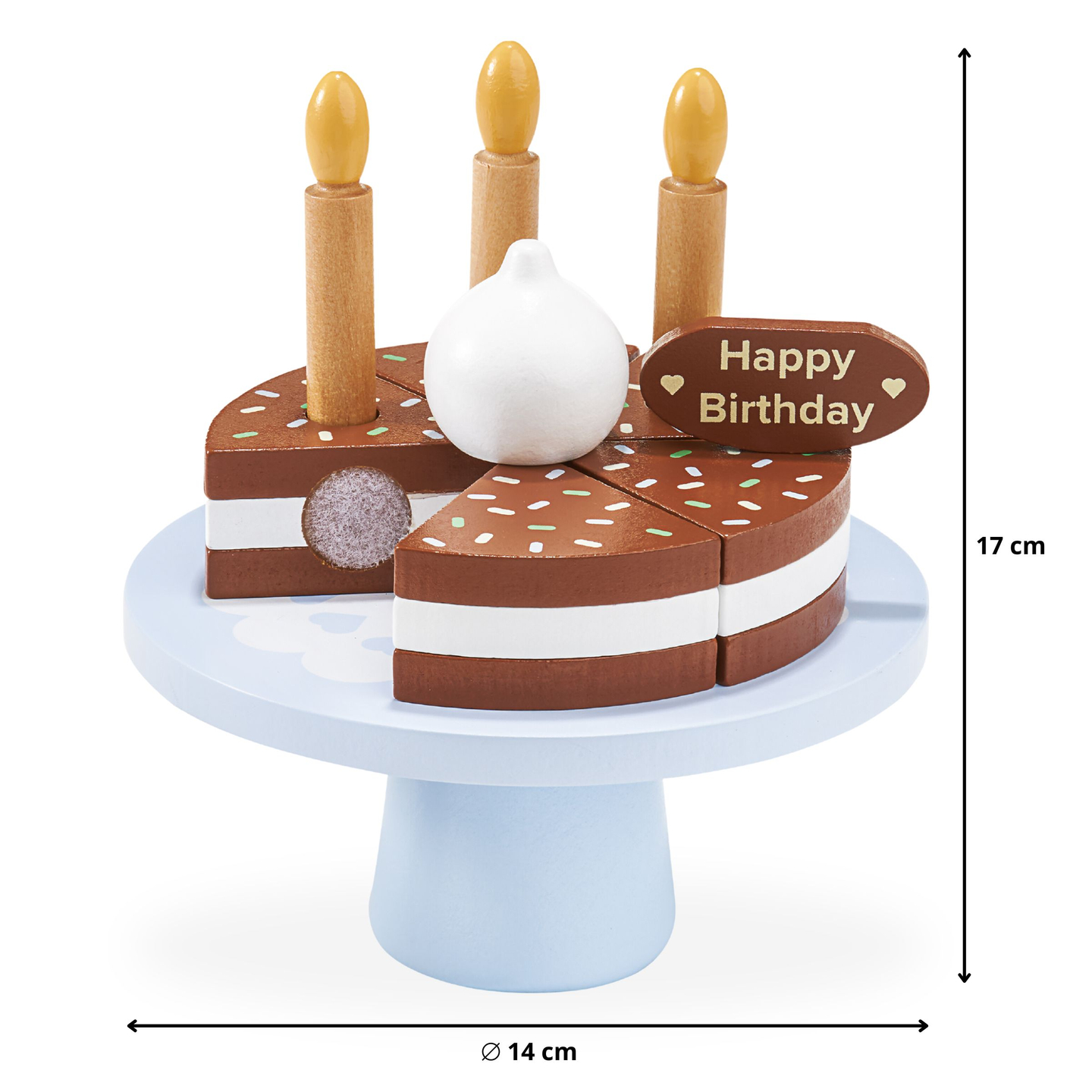 Hölzerne Geburtstagstorte zum Anschneiden