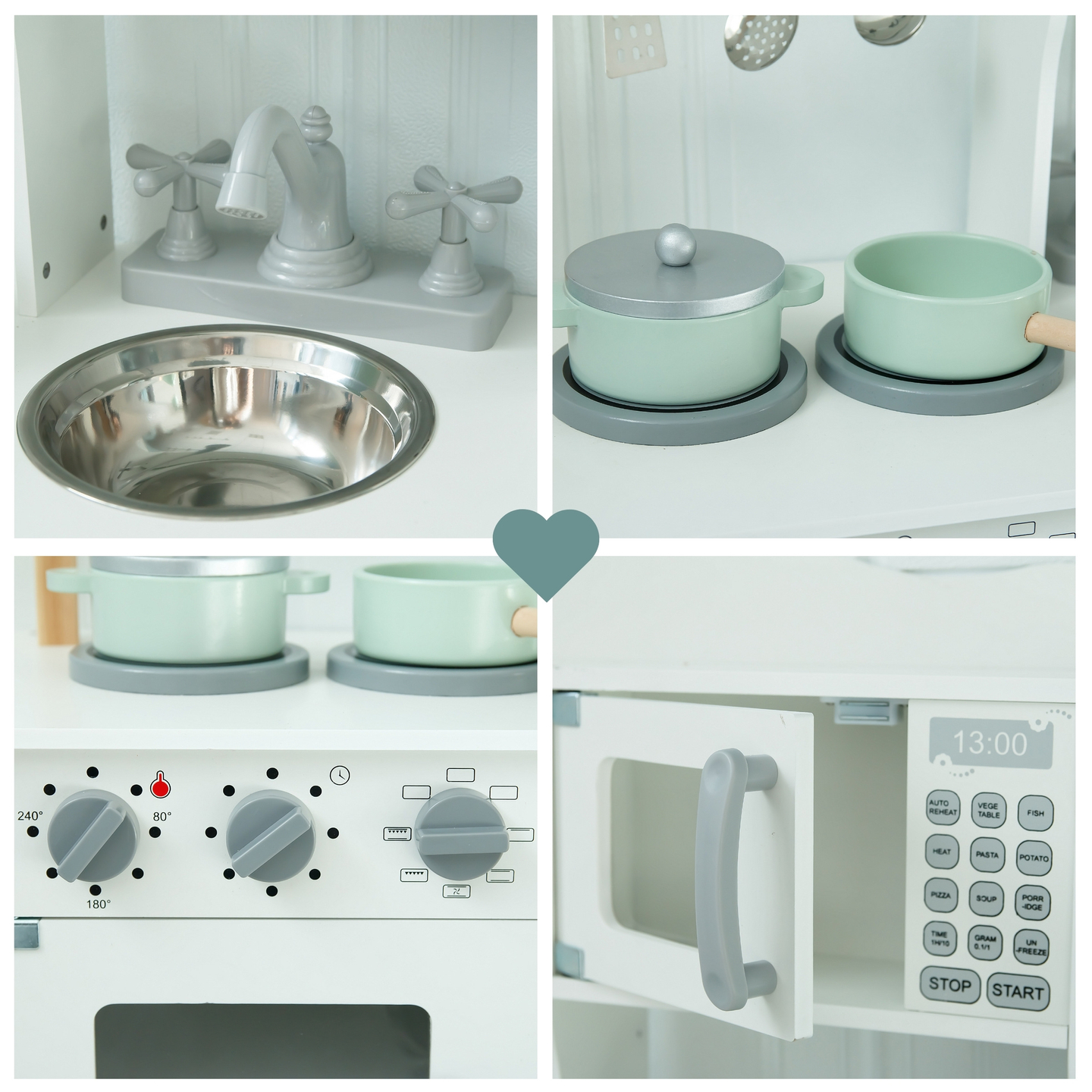 Kinderküche aus Holz mit Mikrowelle