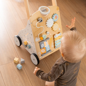 Pädagogische Lauflernhilfe 8in1 / Babystoßer - Manipulationsbrett